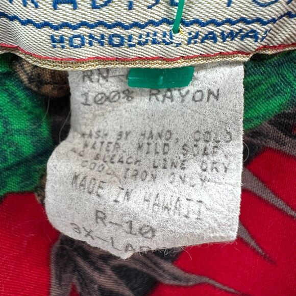 Paradise Found Vintage Magnum Hawaiian Parrot Palm Short Sleeve Aloha Red 3XL - Picture 11 of 13